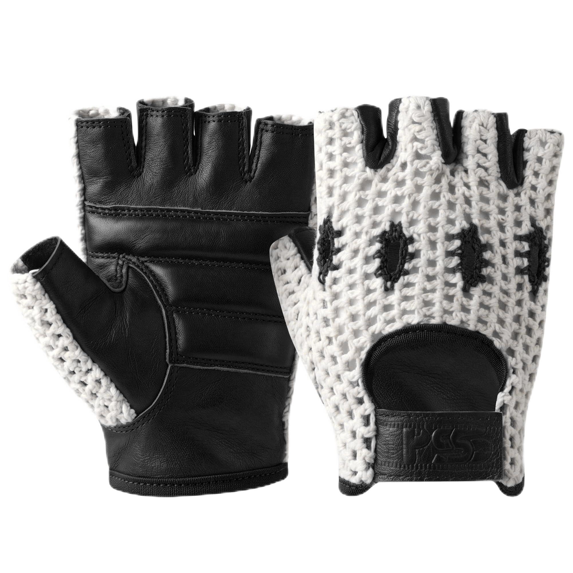 Mitaines Cuir Crochet Homme Conduite Vélo Cyclisme VTT Sans Doublure Demi-Doigts Rembourré Noir Rouge Camel