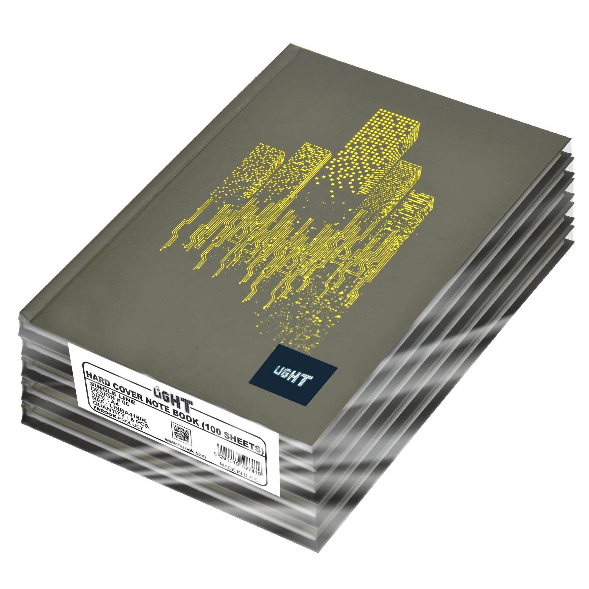 Light LINBA41806 Single Line A4 Hard Cover Notebook (100 Sheets)- Pack of 5 Pieces