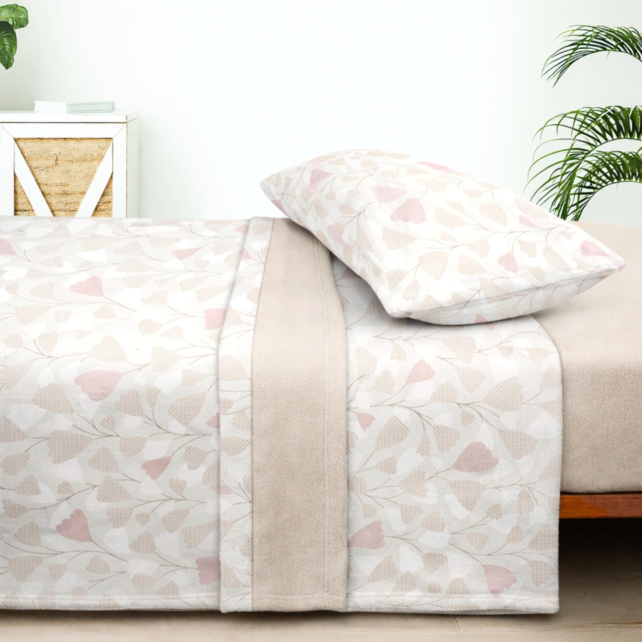 Sábanas Coralina 150, Juego Sábanas Coralina 3 Piezas (Encimera, Bajera y Funda Almohada) - Sábanas Invierno 150, Ropa de Cama Térmica con Tacto Extrasuave y Transpirable (Kemi Tierra)