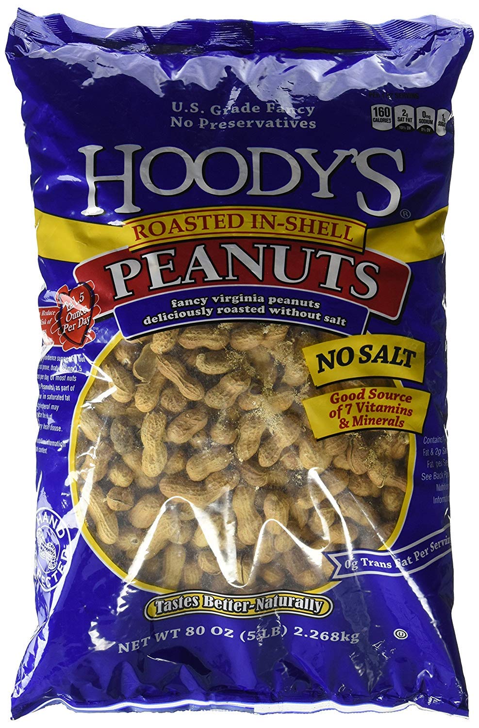 Hoody's InShell Classic Roast Peanuts Unsalted 5 Pounds
