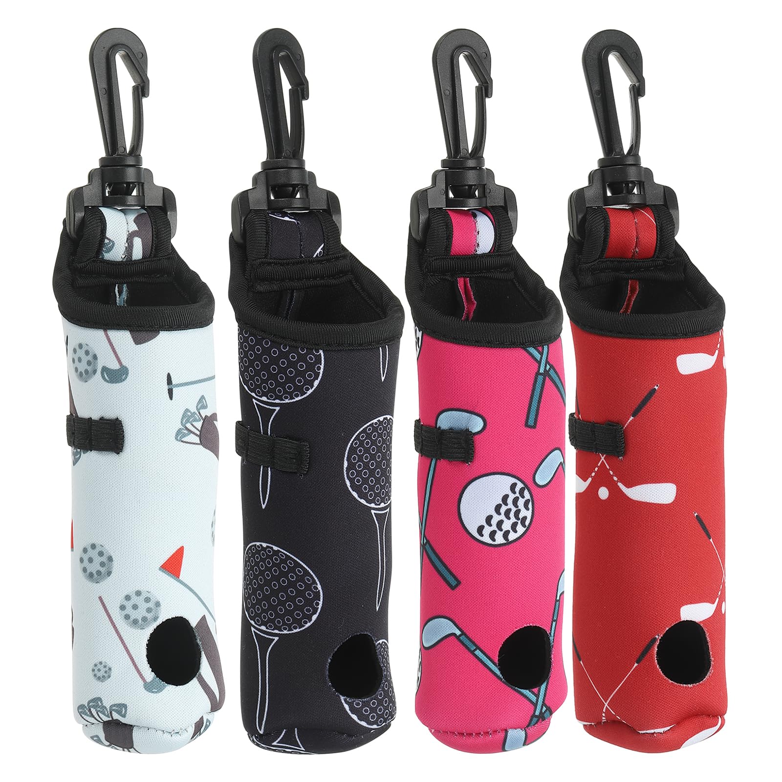 PATIKIL Golf Ball Carry Bag, 4 Pack Golf Tee Holder Pouch Portable Neoprene Golf Ball Holder with Clip for Men and Women Storage, Multicolor