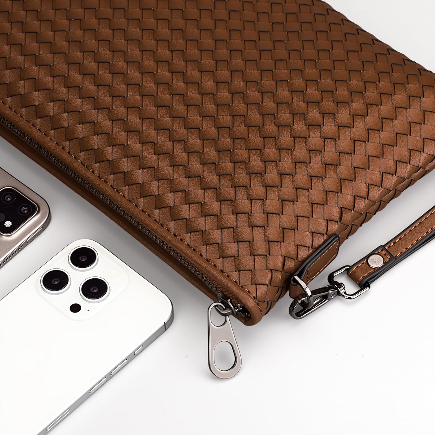 Men's Wallet Leather-Woven Men's Handbag Soft Envelope Clutch Business-Chic Horizontal Style for Men