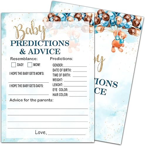 Predicciones y consejos para bebés, baby shower, oso de peluche, juego de adivinanzas para recién nacidos, libro de consejos para mensajes para