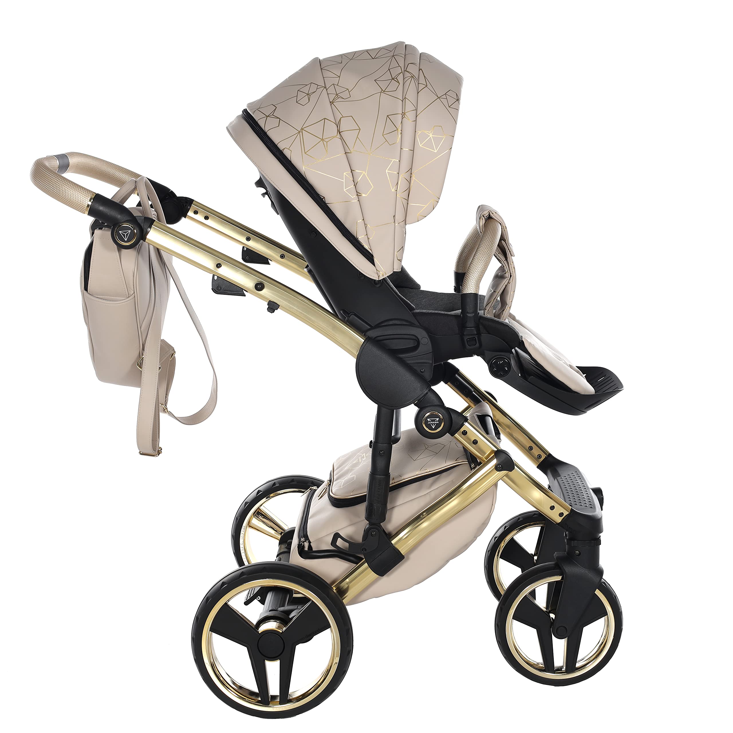 Junama Passeggino TRIO Heart 07 Beige e Oro - 2in1 3in1 4in1 + ombrellino (4 in 1 Base ISOFIX)