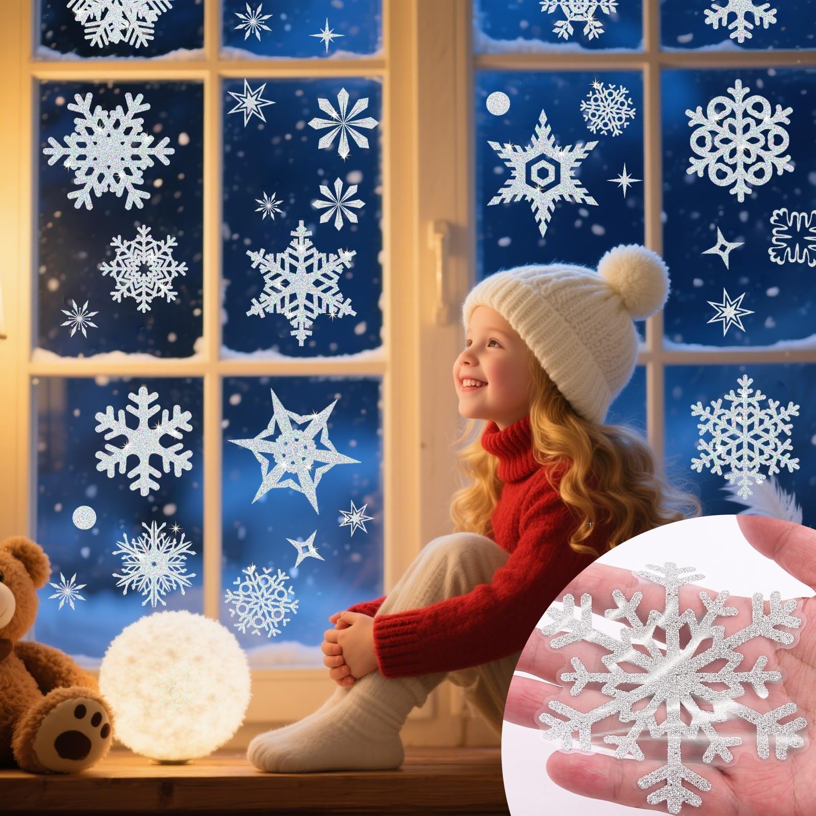 9 Feuilles) Tomario 202 Grands Autocollants De Noël Pour Fenêtres