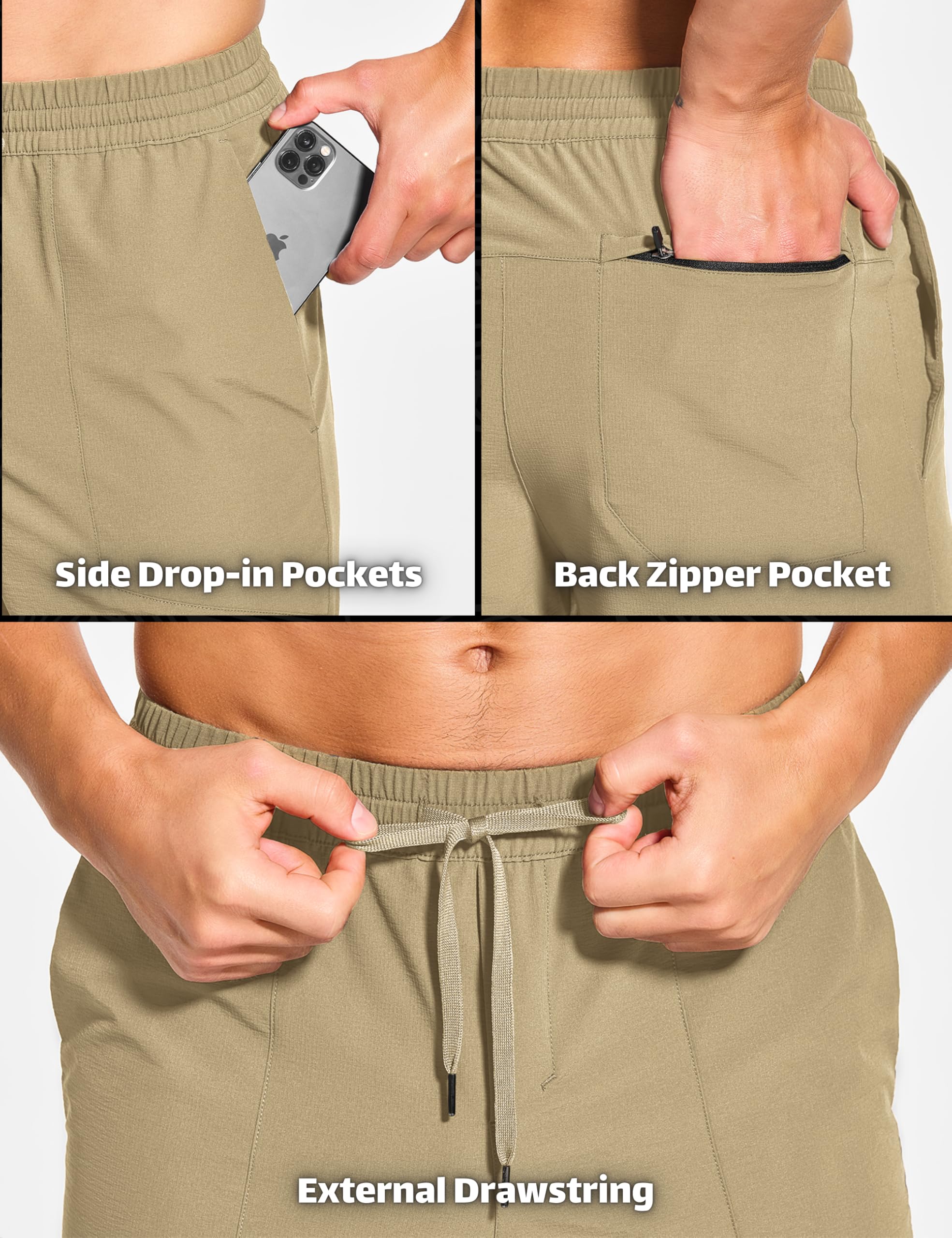 DEMOZU Short d'entraînement décontracté sans doublure pour homme - Séchage rapide - Pour la gym, la course à pied - Avec poches - 12,7 cm