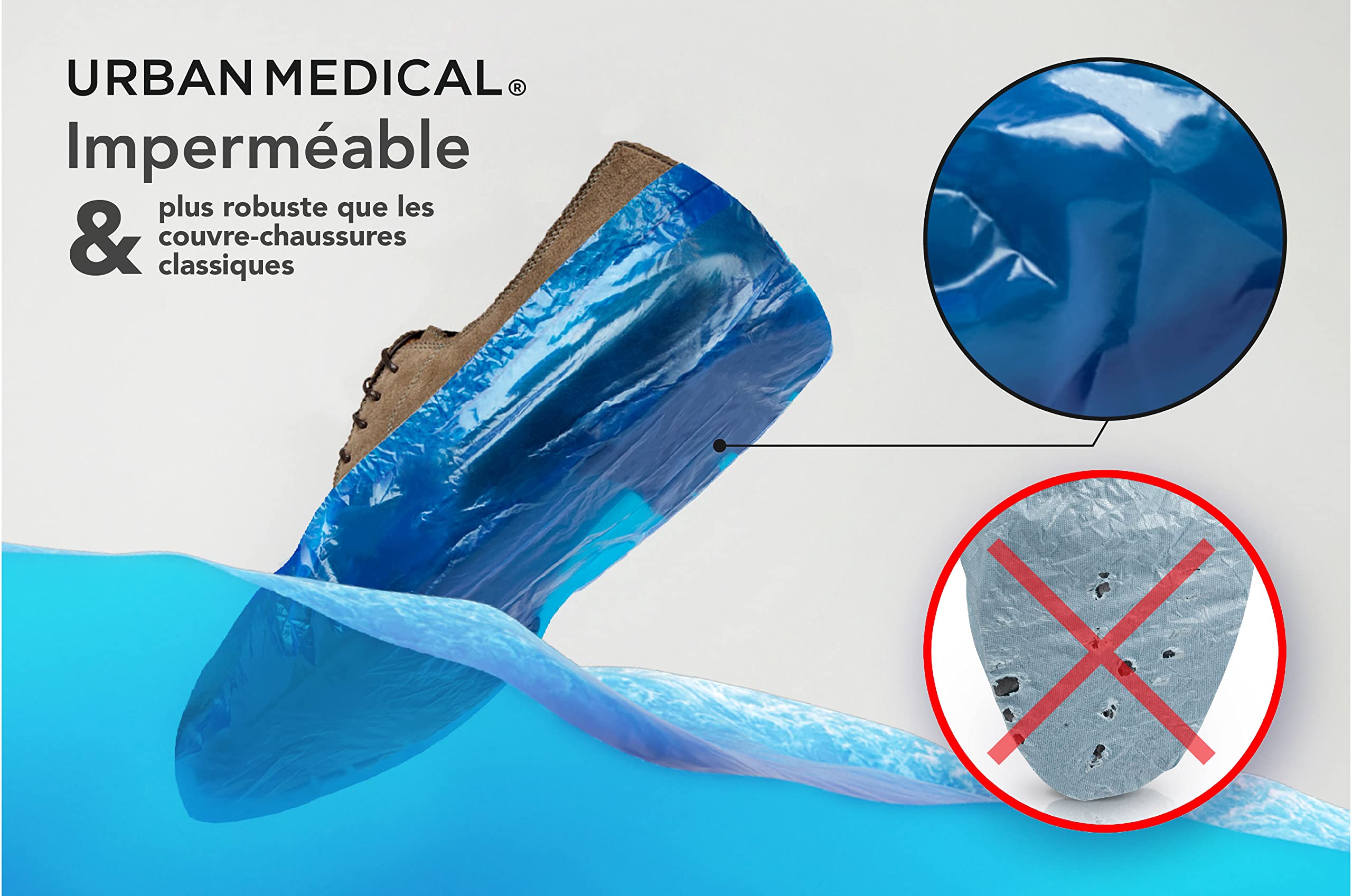 100x Surchaussures Imperméables Jetables/Réutilisables avec Semelle Antidérapante | SOLID DRY | Résistant Déchirure et à l'Abrasion | In- et Outdoor | Onesize - 5,5g par Couvre-Chaussure
