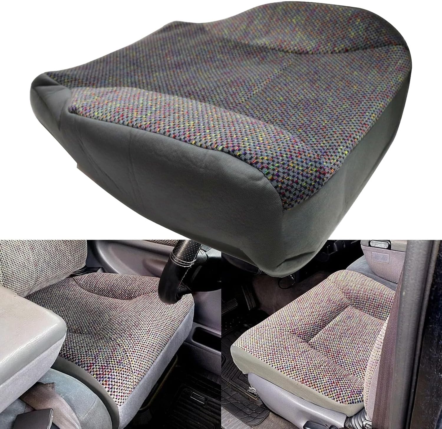 SecosAutoparts Passenger Side Bottom Replacement Fabric Cloth Seat Cover Mist Gray Compatible with Dodge Ram 1500 2500 3500 4500 5500 1998 1999 2000 2001 2002