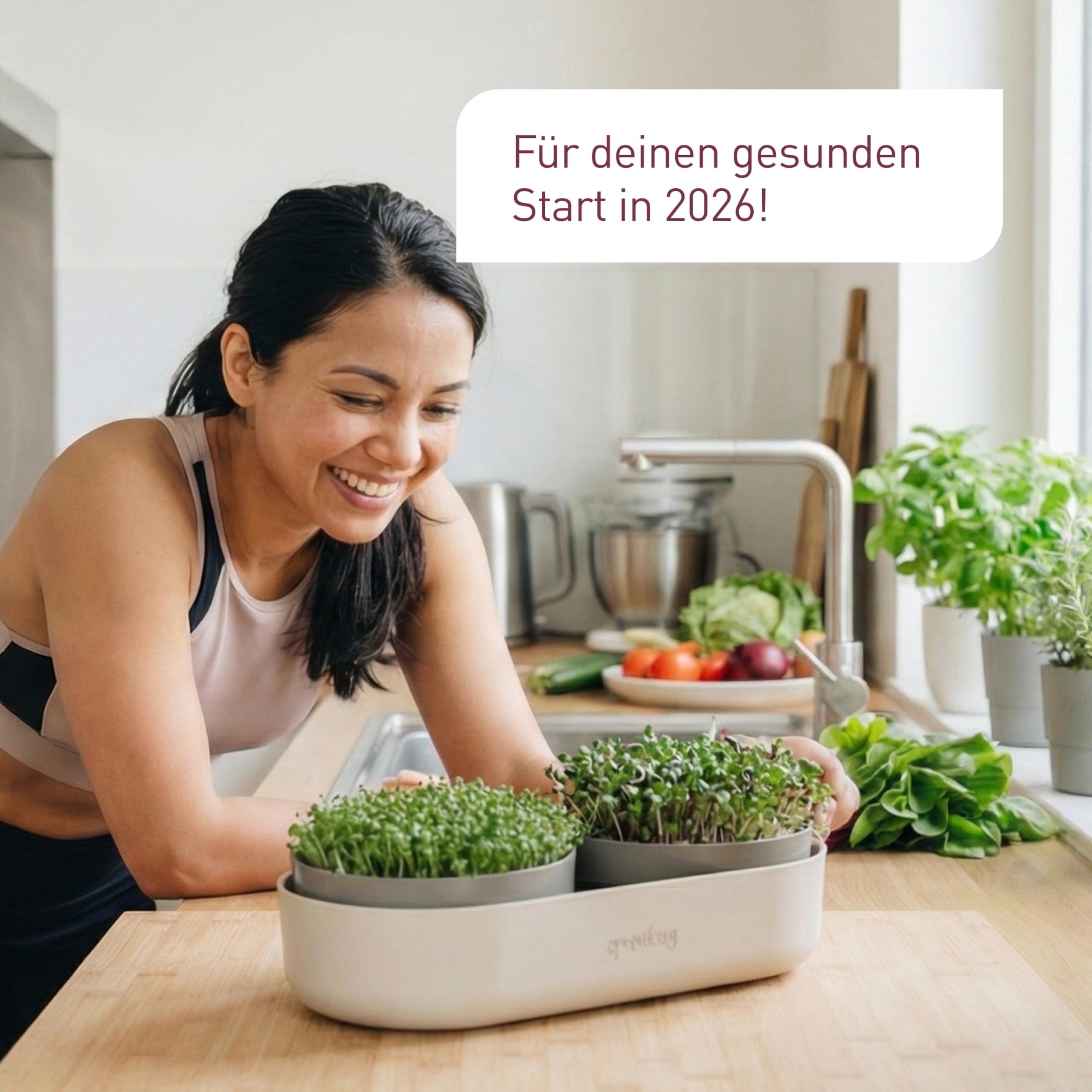 Plantura Bio-Sprossen Anzucht-Set (Komplett), keimstarkes Bio-Saatgut, für Sprossen & Microgreens, BPA-frei & spülmaschinengeeignet, 4 Sorten, bis zu 36 Ernten