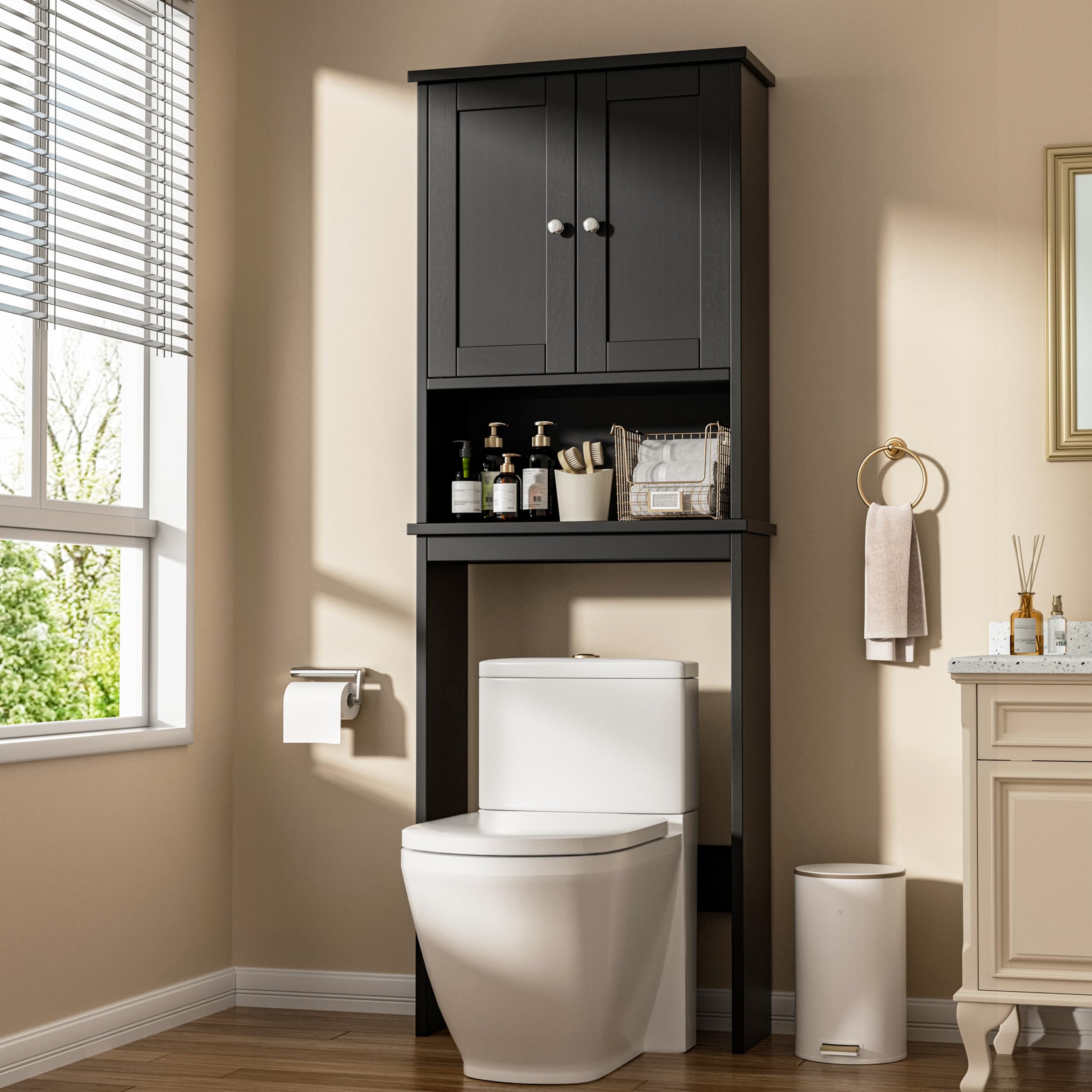 Front view of the Shintenchi Over the Toilet Storage Cabinet