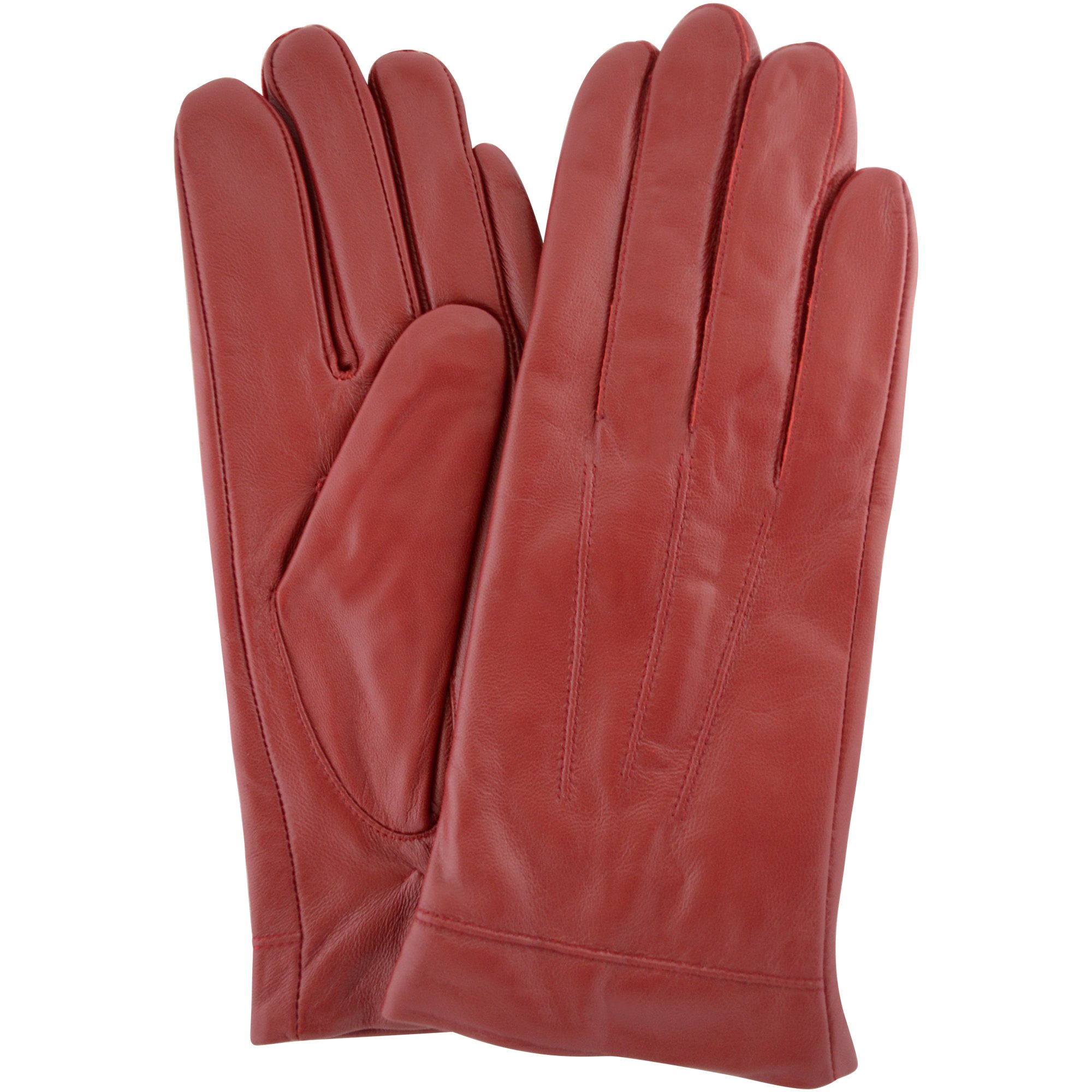 Ladies Butter Soft Leather Glove with 3 Point Woven Stitch design - Red - Large (7.5