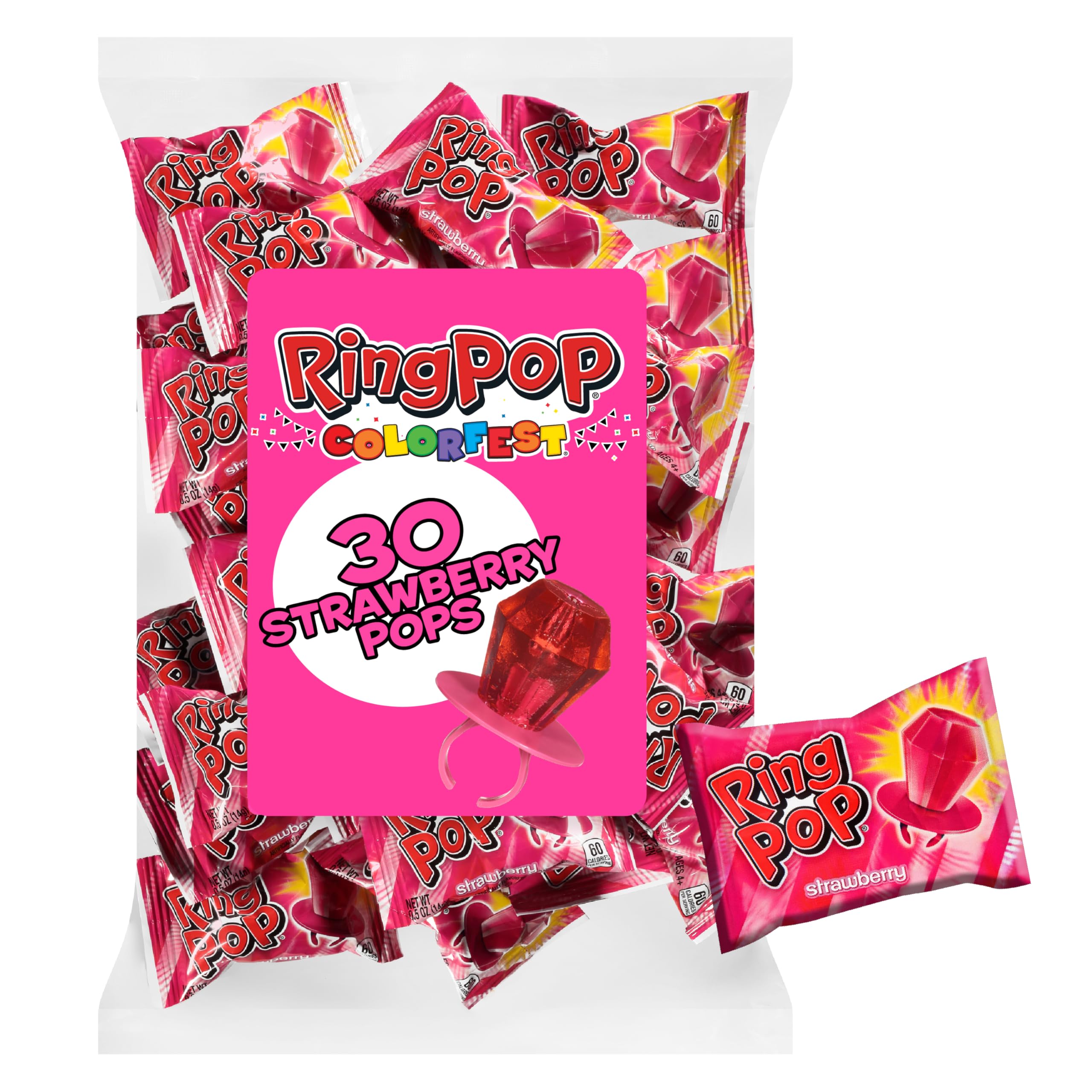 Pink Easter Candy, Individually Wrapped Pink Lollipops, Strawberry 30 Ct Bulk Suckers for Kids, Fun Candy for Gender Reveals, Easter Basket Stuffers, Egg Fillers, Party Favors, Gifts for Kids