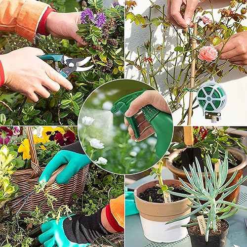 Miniatura 7 de Juego de herramientas de jardín, 11 piezas, herramientas manuales de jardinería de acero inoxidable resistente, suministros de jardín con