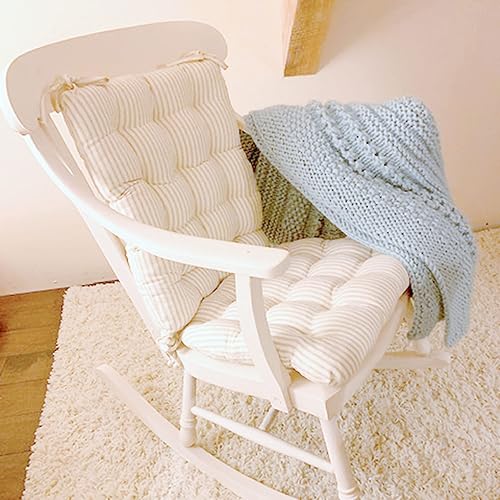Miniatura 2 de Barnett Home Decor Ticking Stripe - Juego de cojines naturales para silla mecedora, almohadilla de asiento basculante de espuma de látex de 16.5 x