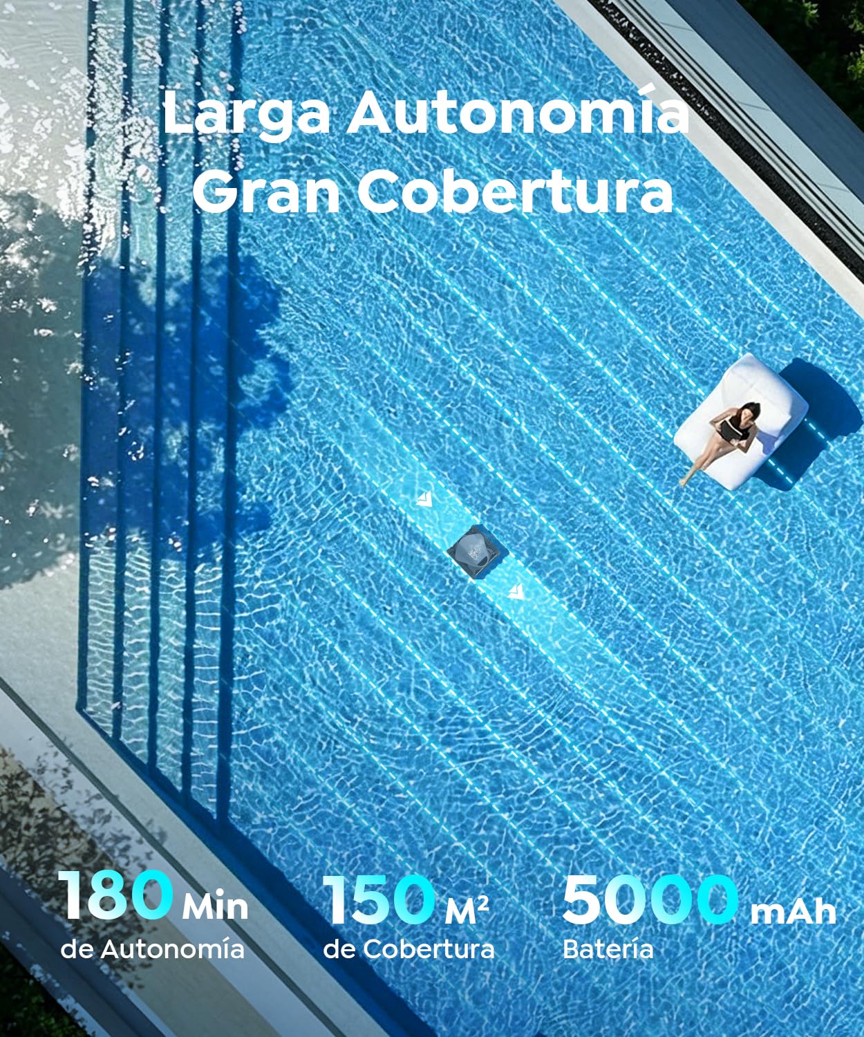C1 Robot Piscina Limpiafondos y Paredes, Pared y Línea (2026 Nuevo) | Doble filtración, 180 min, 7 modos, App, hasta 150 m², fácil de extraer del agua, para agua dulce y salada