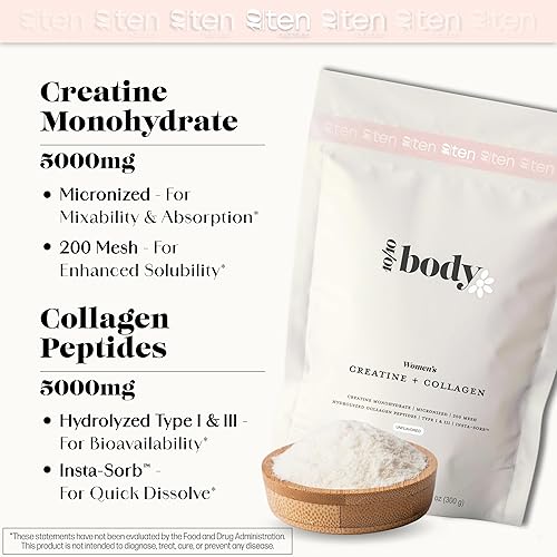 Miniatura 3 de Creatina + colágeno para mujeres  Apoya el crecimiento y desarrollo muscular magro, ganancia de glúteos, energía y recuperación  0.18 oz de