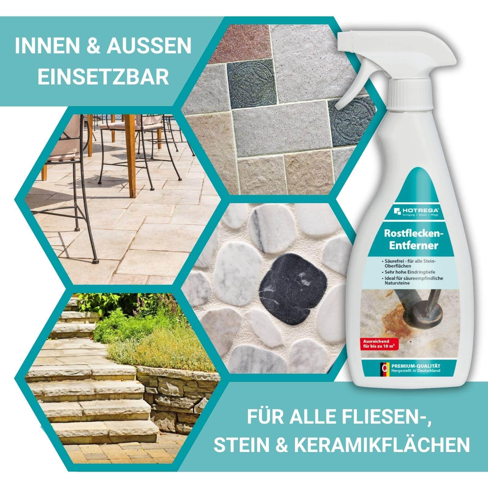 HOTREGA Rostfleckenentferner 5x 500ml | Säurefreier Reiniger für Stein