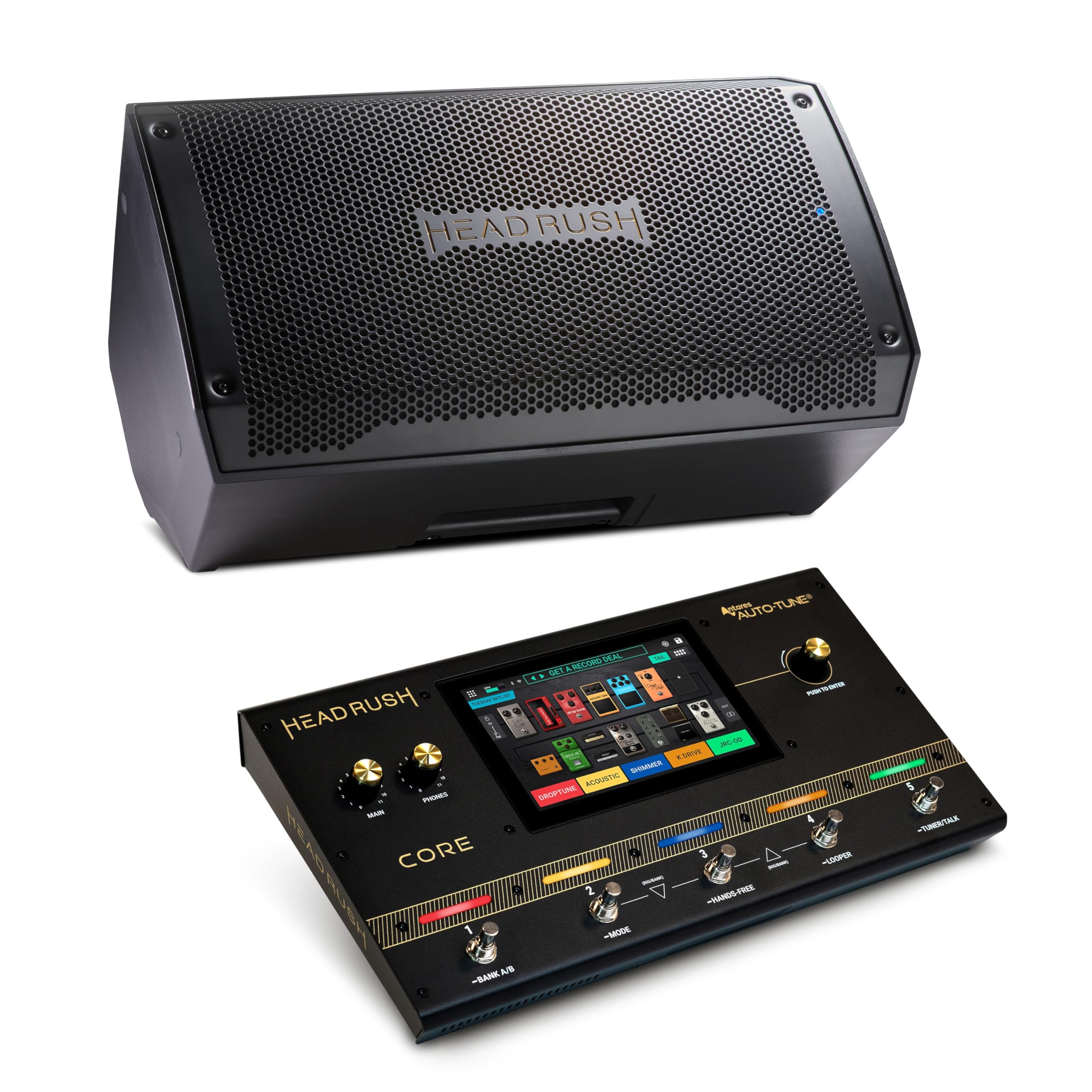 HeadRush Core y FRFR108 MK2 - Procesador de modelado de amplis de FX para guitarra y voz, y 8-inch Ampli para Guitarra/Bajo 2000W, con Bluetooth