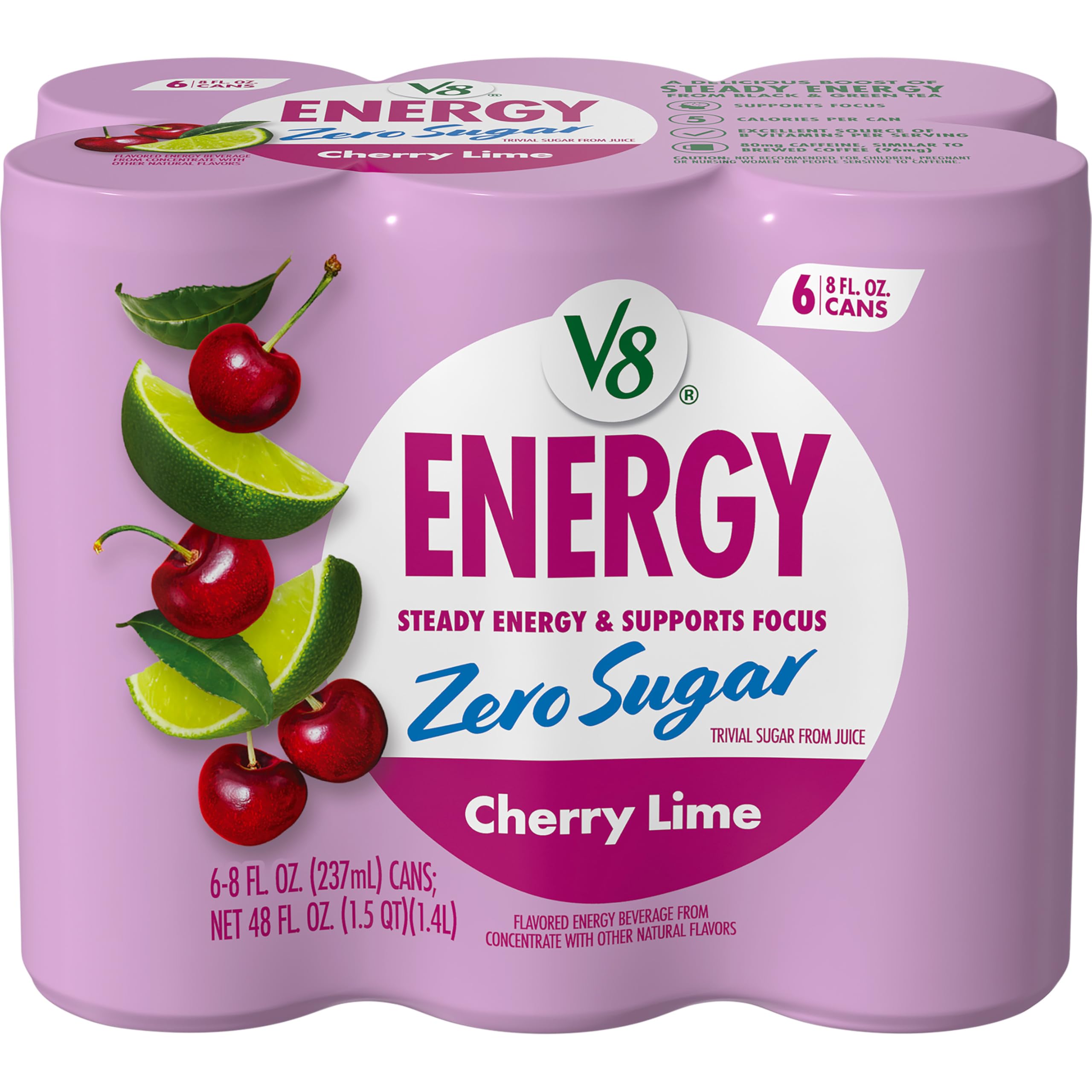 Amazon.com : V8 Energy Zero Sugar Cherry Lime Energy Drink 8 fl