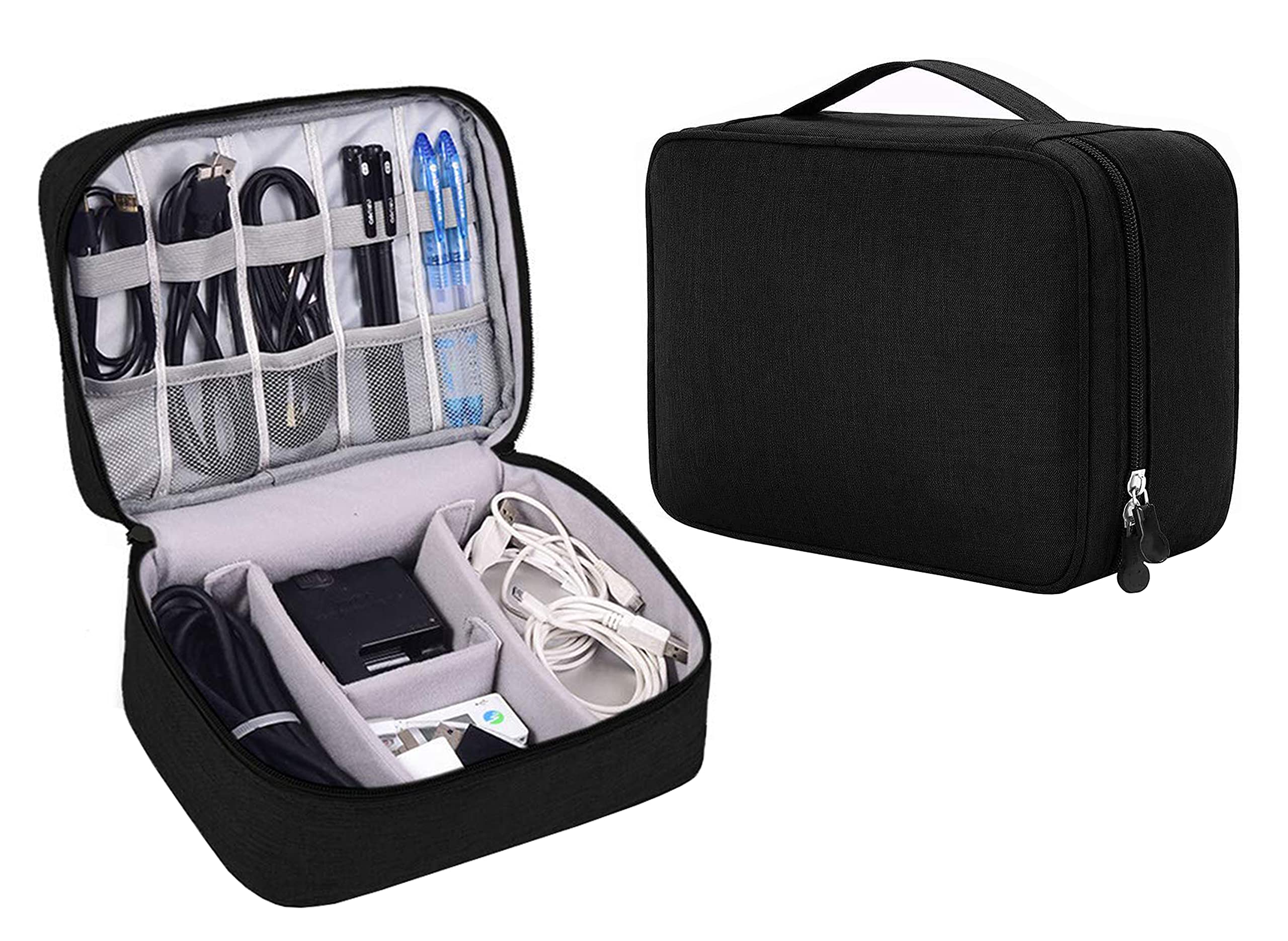 LUCES® Electronics Organizer Accessories Bag Storage Carrying Case for Adapter Cable Gadget Charger Mouse Power Bank SSD HDD (Black) (B09DYHSJBR) Amazon Price History, Amazon Price Tracker