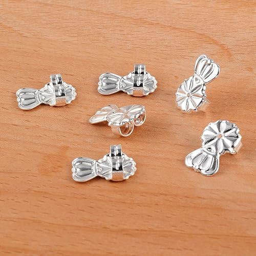 Miniatura 8 de Espalda levantadora de aretes de plata de ley 925 para orejas caídas, ajustables, hipoalergénicas, para aretes pesados