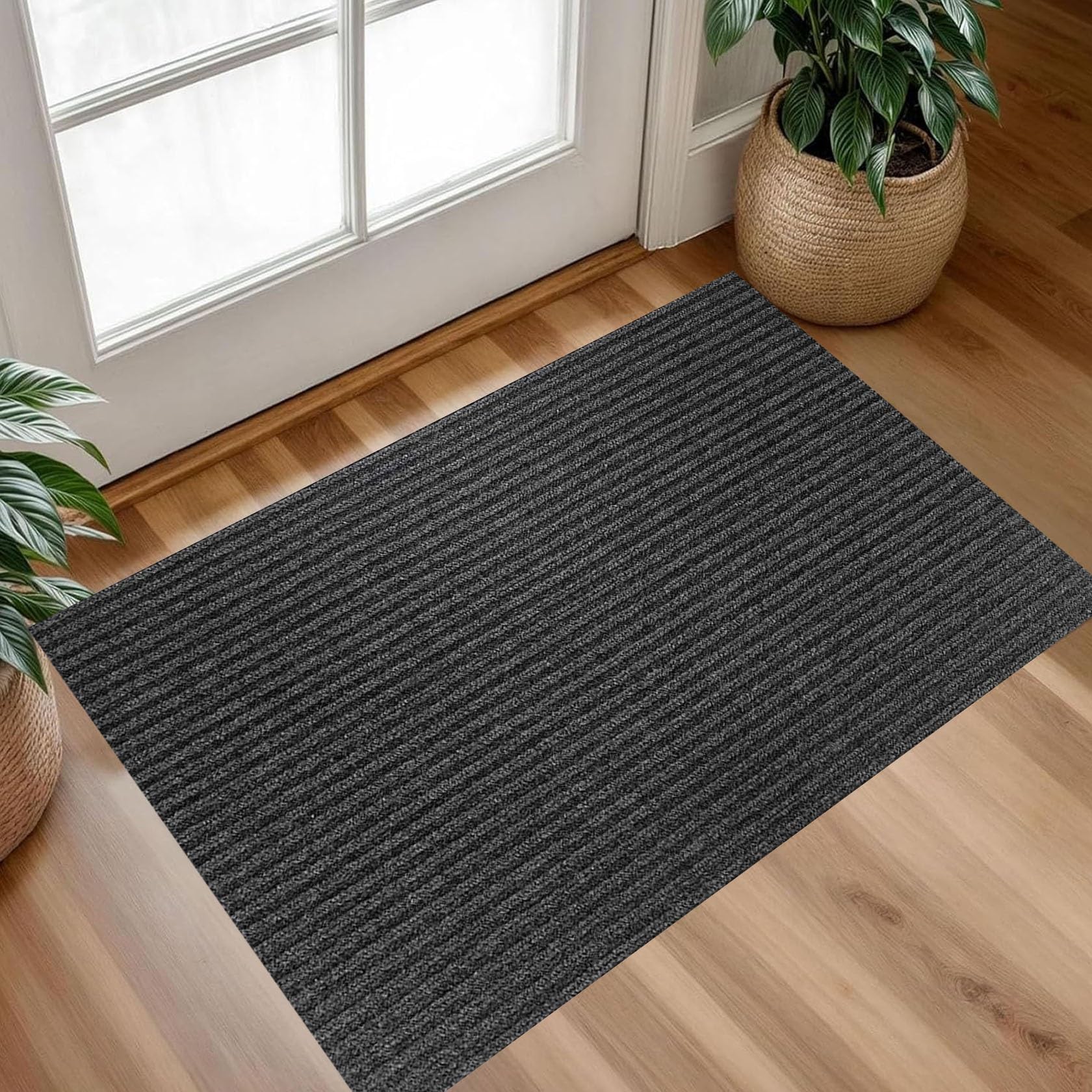 Tapis D'Entrée Intérieur 120 x 130 cm Anti-Poussière Tapis D’Entrée Imperméable Lavable Paillassons pour Entrée pour Entrée, Couloir, Cuisine, Noir