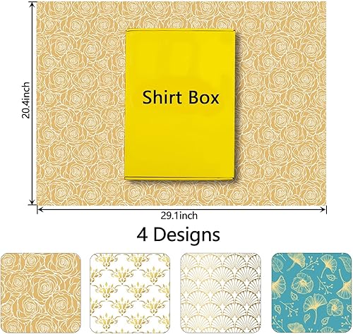 Miniatura 6 de GIOLNIAY Papel de regalo floral para boda, despedida de soltera, cumpleaños, papel de regalo con rosa, hoja de ginkgo, conchas, diseños geométricos,