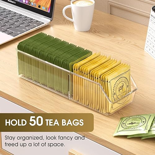 Vista 3 de MaxGear Organizador de bolsas de té de plástico transparente para despensa, cocina, gabinete, encimera, 1 paquete