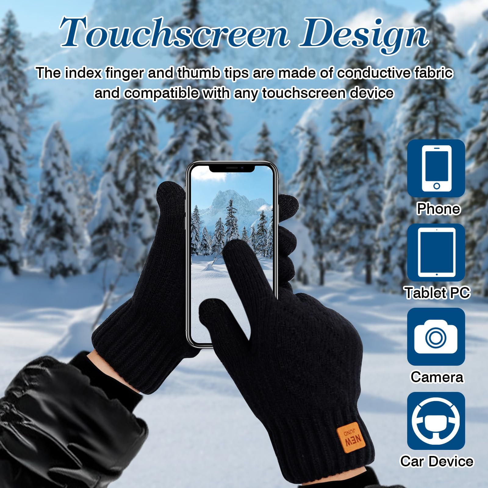 Guantes Térmicos de Invierno para Mujer, Guantes de Punto Doble con Función de Pantalla Táctil, Guantes Cálidos de Forro Polar Gruesos a Prueba de Viento para Ciclismo, Deportes al Aire Libre
