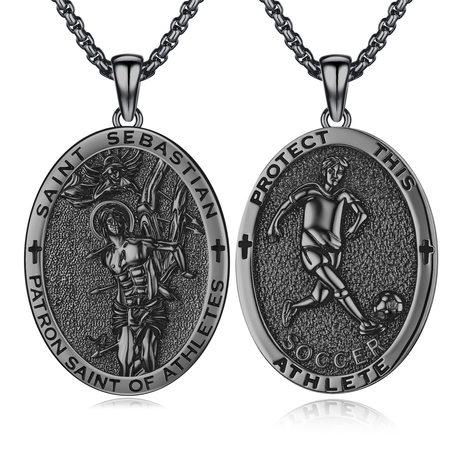 Silver/14K Gold Patron Saint Medal Amulet Necklace for Men Women