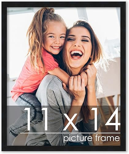 Poster Palooza Marco de madera maciza negra de 11 x 14 pulgadas, ancho de moldeo de 0.75 pulgadas, incluye plexiglás acrílico UV, respaldo de