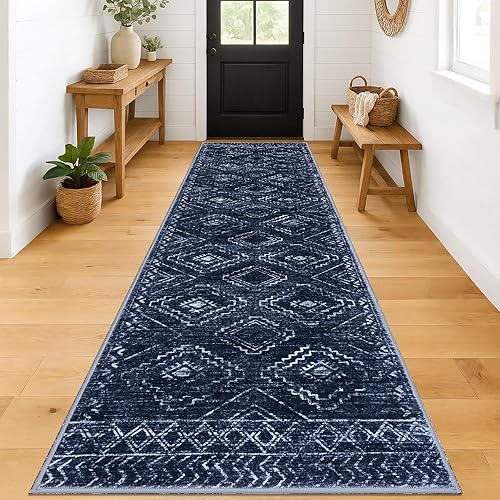 Miniatura 42 de KILOCOCO Tapete de entrada lavable a máquina, pequeño, para interior, súper suave, antideslizante, diseño geométrico, para cocina, dormitorio, Gris