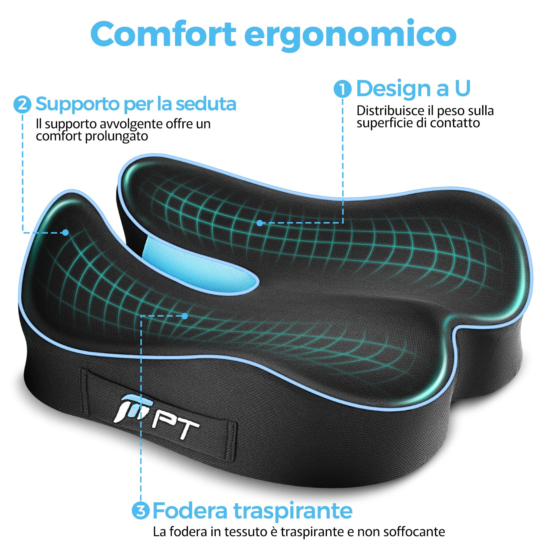 POOTACK Cuscino Sedia Ufficio, Cuscino Sedile, Cuscino Memory Foam per Sedia da Scrivania, Cuscino Memory Foam per Ufficio Casa Auto Sedia a Rotelle