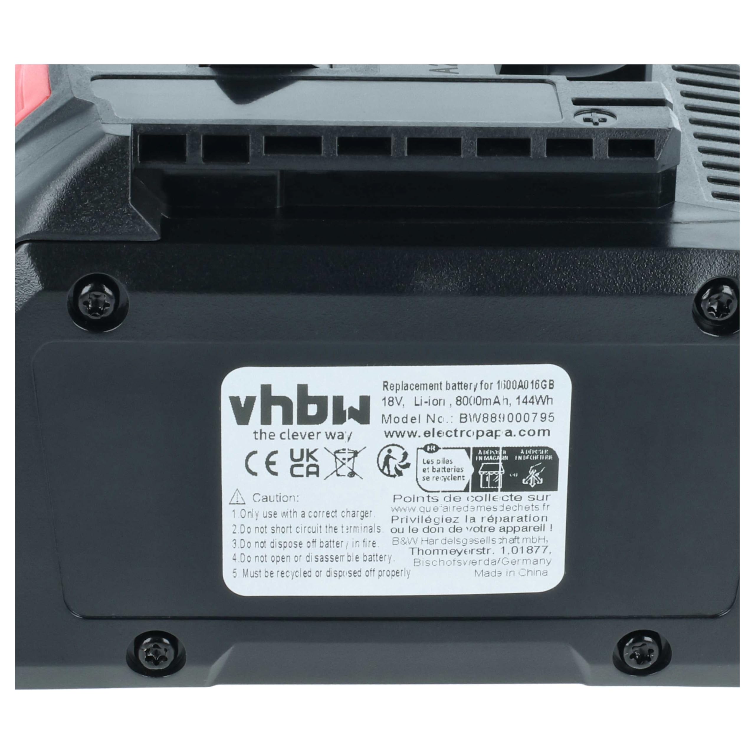 vhbw batteria compatibile con Rothenberger 18 V utensile (8000 mAh, Li-Ion, 18 V)