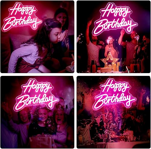Miniatura 2 de Letrero grande de neón de feliz cumpleaños, letreros LED para decoración de pared, letreros iluminados para decoración de pared, luces de fiesta de
