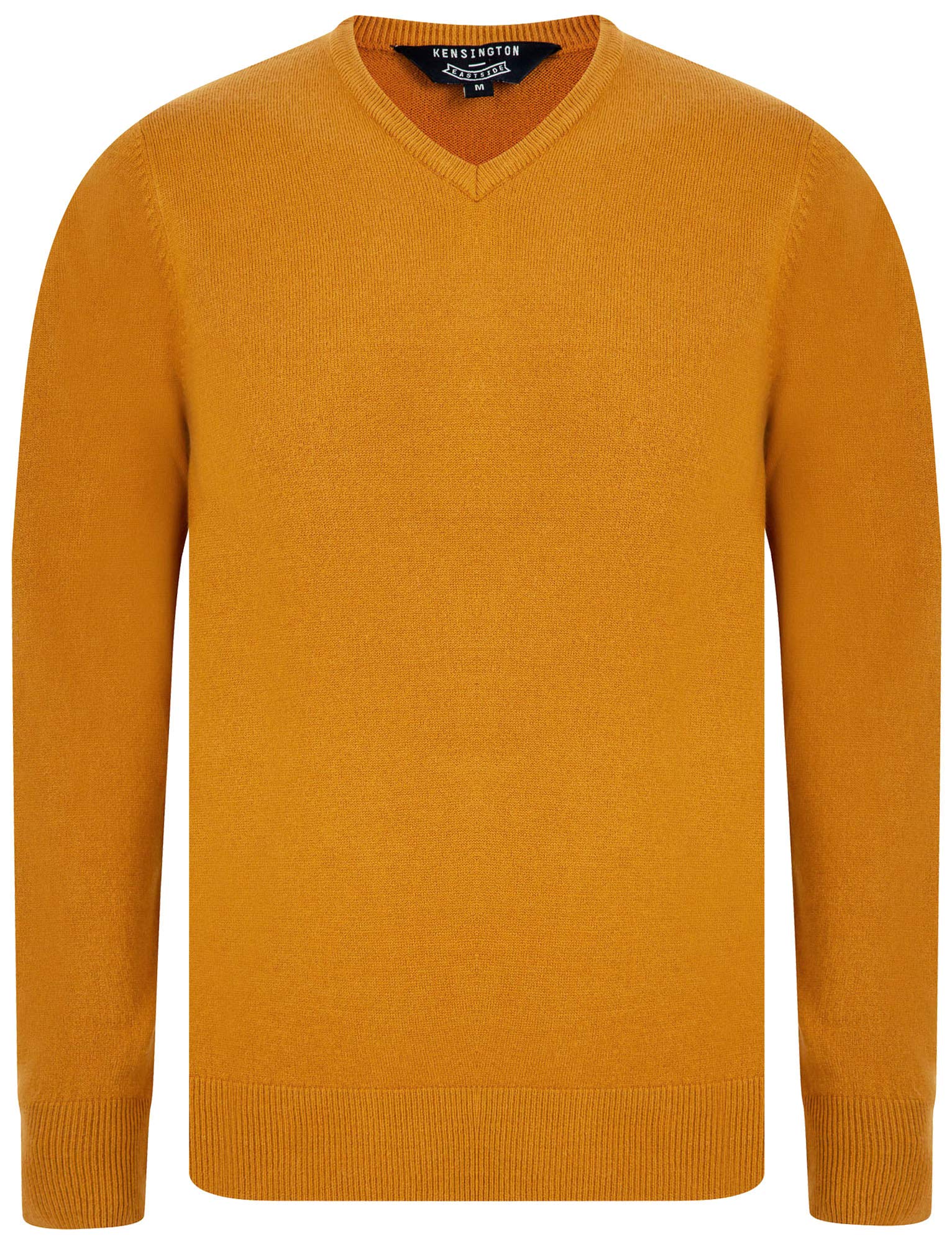 Kensington Eastside Men's Silvo - Mustard Silvo Soft Cashmillon V Neck Jumper In Mustard - Xl