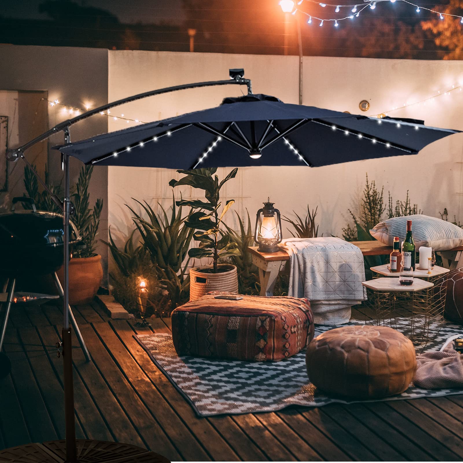 c hopetree deluxe square offset cantilever outdoor patio umbrella Amazon.com : C-Hopetree 10 ft Offset Cantilever Outdoor Patio Umbrella with  Solar LED Lights and Cross Base Stand, Navy Blue : Patio, Lawn & Garden
