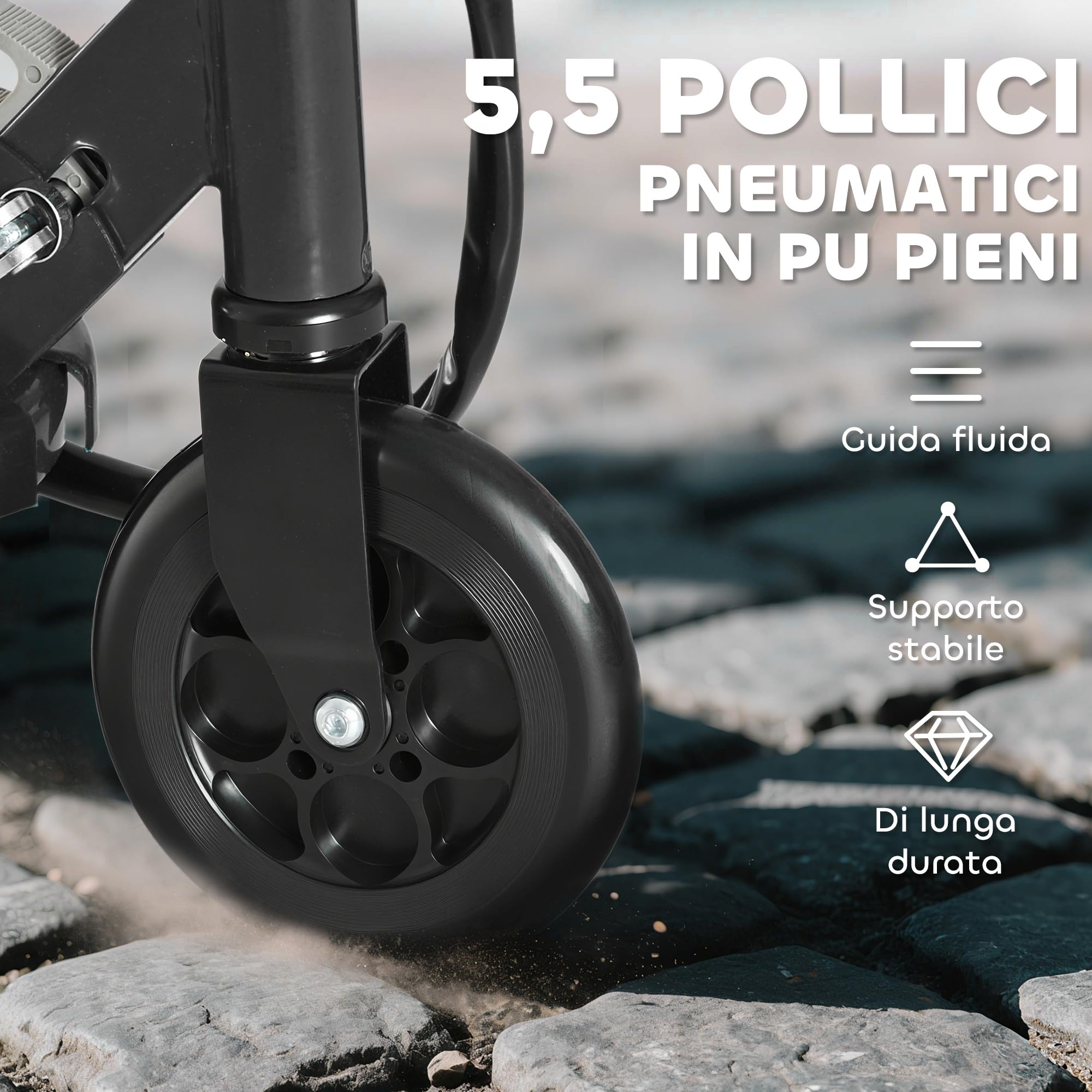 HOMCOM Monopattino Elettrico per Bambini Pieghevole 120W, Altezza Regolabile, Scooter per Bambini con Ruote in PU, Freno Posteriore, Velocità Max 12km/h e Portata 50kg, 7-14 Anni, 74x36x69-91 cm, Nero