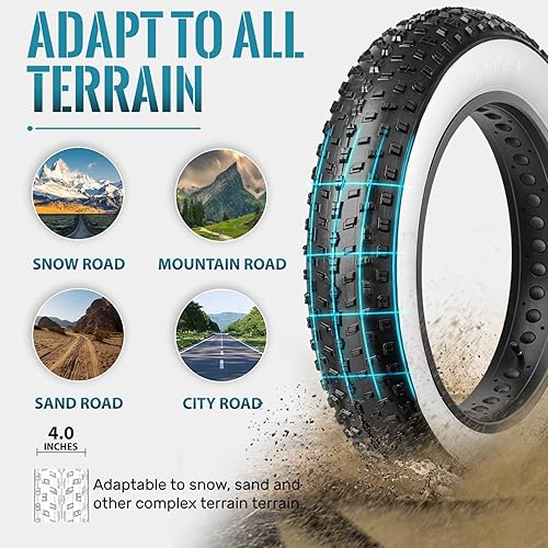 Miniatura 3 de Hycline Neumático de repuesto para bicicleta de grasa 20x4.026x4.0 pulgadas resistentes a pinchazos plegables neumáticos de bicicleta MTB,