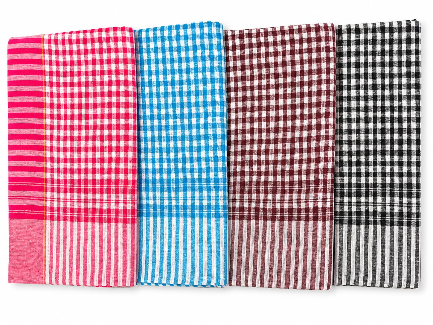 INIYA Cotton Bath Towel Set of 4 Checkered 111.76 x 63.5 cm | Quick-Dry, Lightweight, Soft & Absorbent, Home, Gym & Travel, Durable Weave-image-48