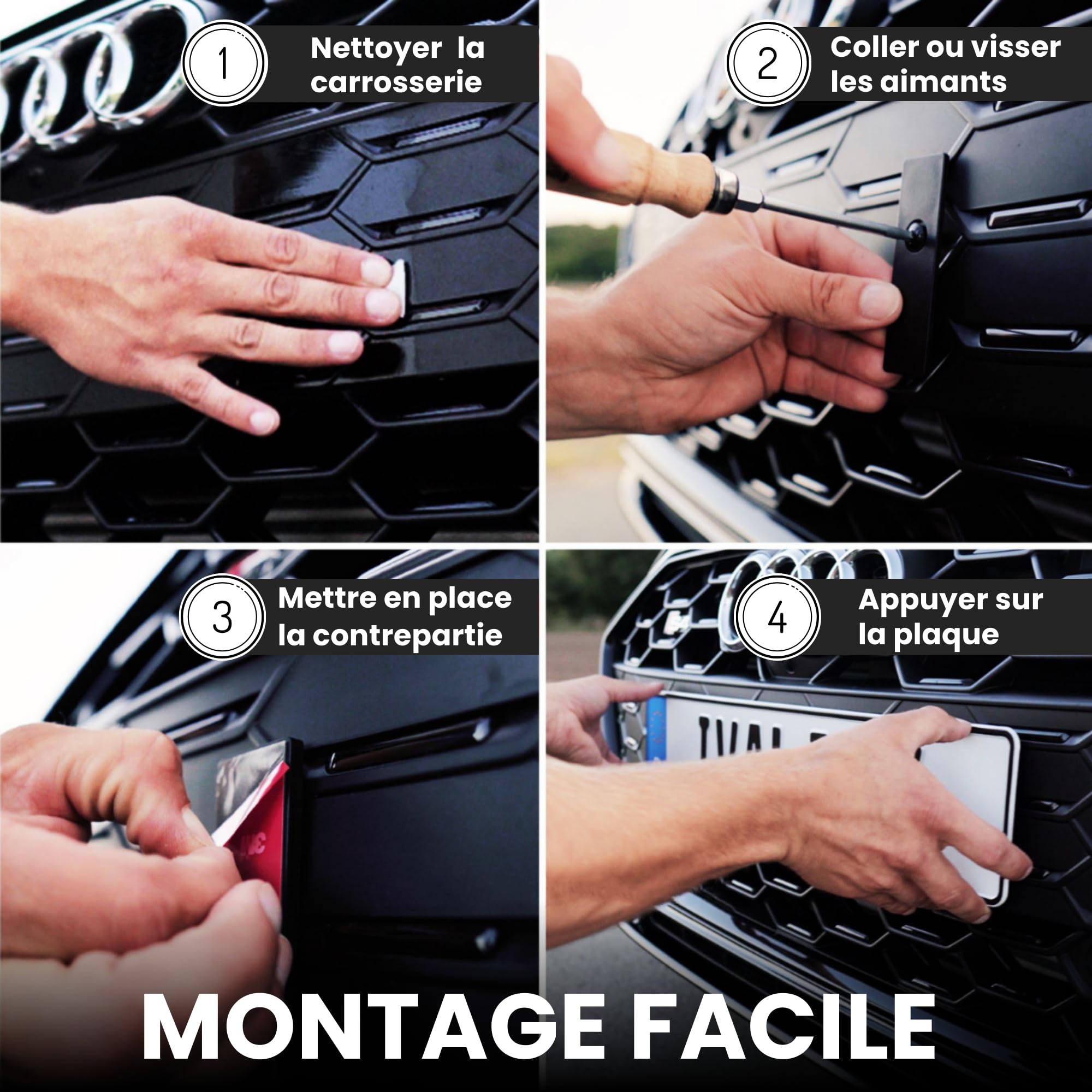 Ivality Support Plaque Immatriculation Magnétique pour 2 Plaque, Porte-Plaque Invisible sans Cadre pour Voitures, Porte-Plaque Amovible Autrichien, Homologué Route, Certifié TÜV Jusqu’à 350 km/h