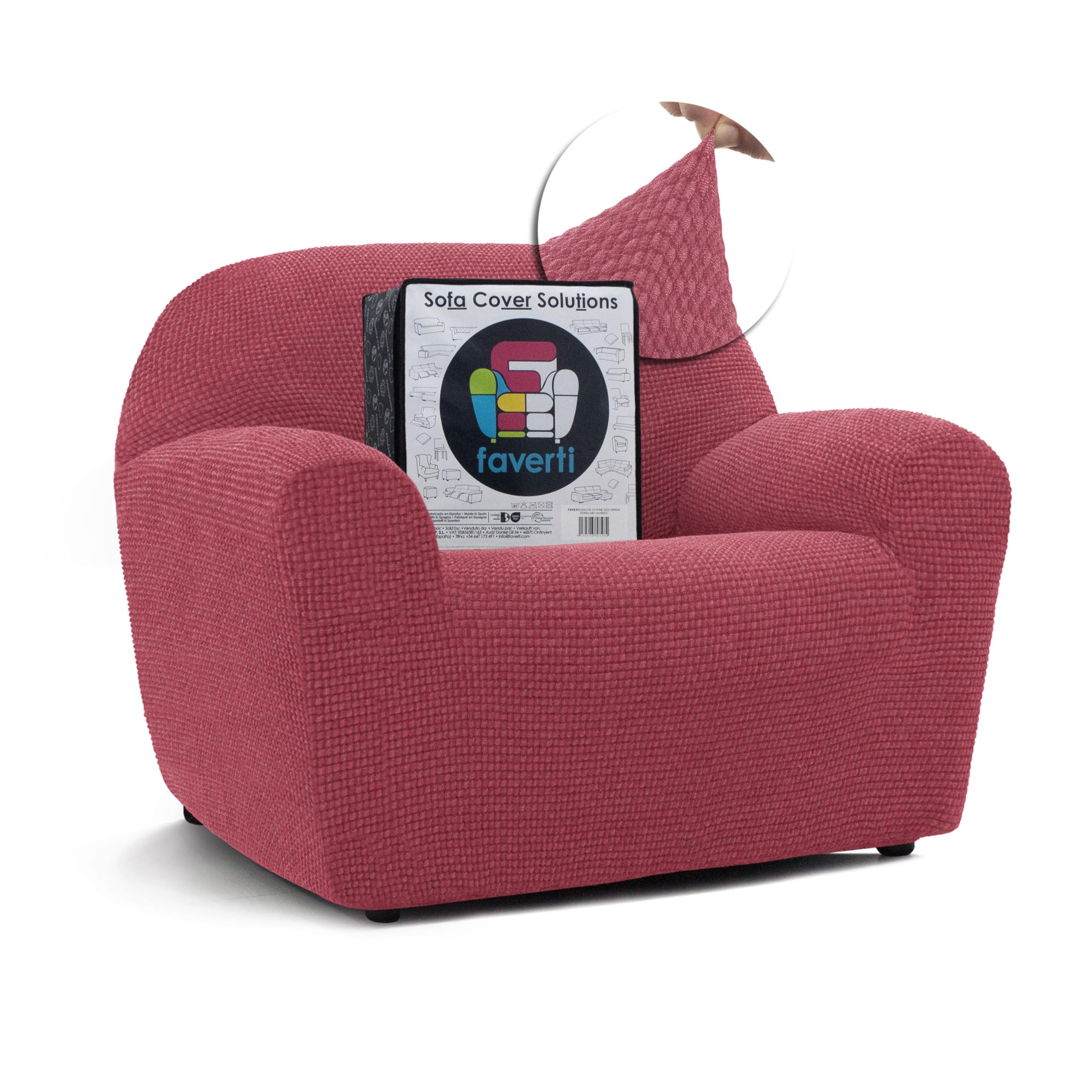Funda Sillón Super Elástica 1 Plaza de 70 a 110 cm | Modelo NOVELE | Fucsia Claro | Funda Universal Ideal para Cualquier Forma de sillón | Protector de Calidad Tejido Jacquard Tacto algodón OEKO-TEX STANDARD 100