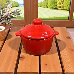 Mini Panela Vermelha de Cerâmica Caçarola Com Tampa Para Molhos
