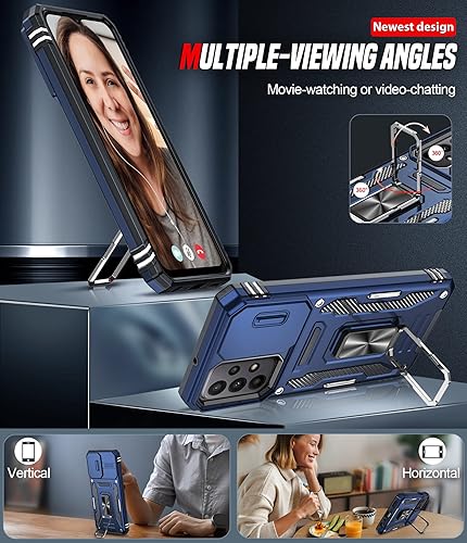 Miniatura 5 de LeYi Funda para Samsung A23 5G no compatible con A23 UW con 2 protectores de pantalla, resistente a prueba de golpes con cubierta deslizante para