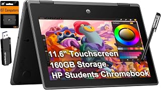 HP Chromebook Pro X360 Fortis 11 2-in-1 Laptop (11.6" Touchscreen, Intel Processor, 4GB RAM, 160GB Storage (32GB+128GB)), Rugged & Spill-Resistant, Convertible, Students & Education, Webcam, Chrome OS
