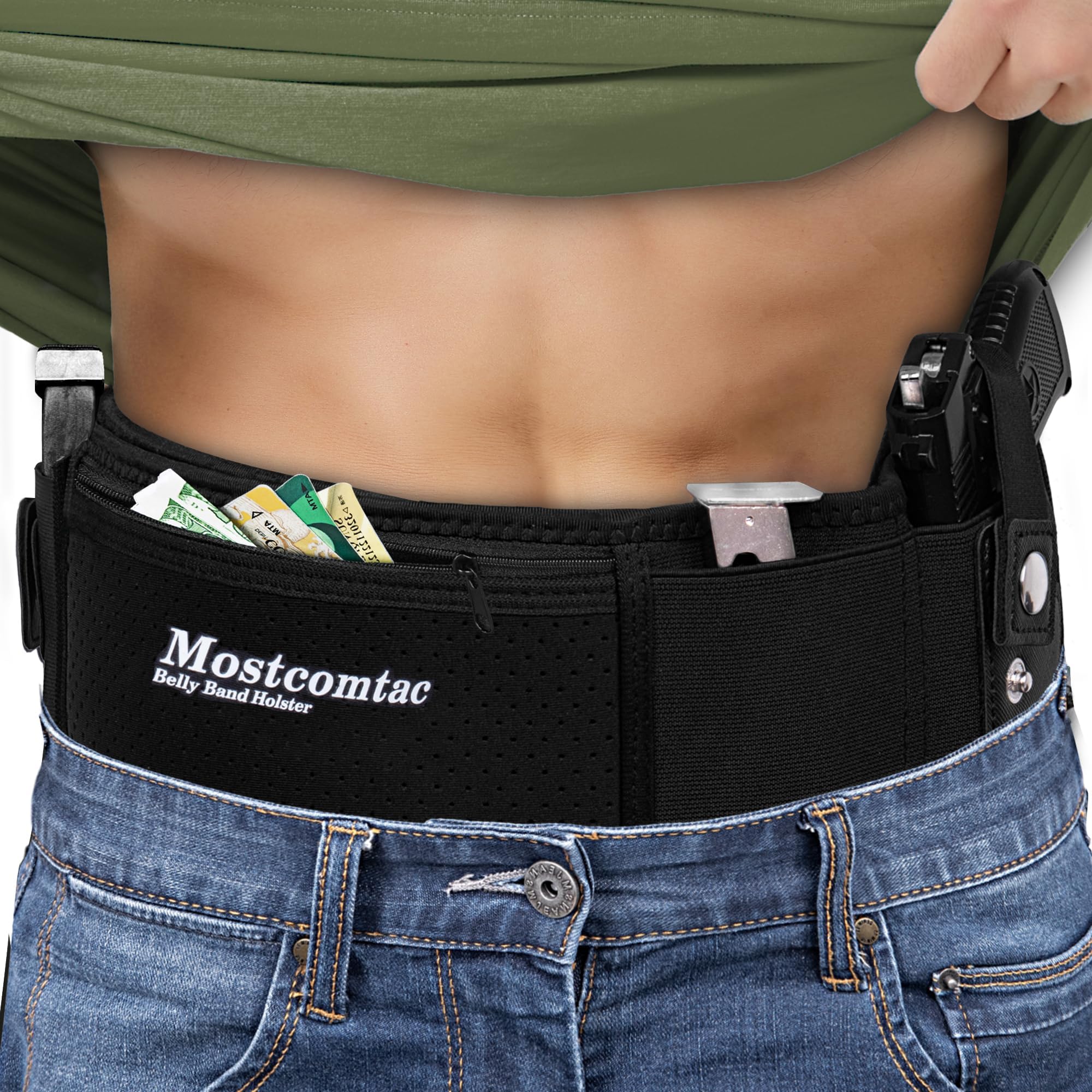 Belly Band Holster for Men & Women - Comfortable Carry Gun Holster for 9MM and 380 with Breathable Neoprene, Fits Glock 19 17 42 43 43x, Taurus, Ruger LCP, S&W M&P Shield for Most Handguns