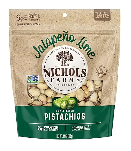 Vista 18 de Nichols Farms Pistachos cultivados en California, InShell, paquetes de aperitivos ricos en nutrientes, ajo tostado, 2 libras