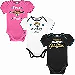 Gerber NFL Baby Girls 3 Pack Short Sleeve Bodysuit, Team Color, 3-6 Months US