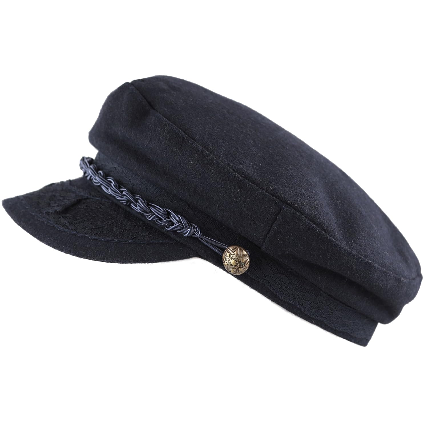 The Hat Depot 1400CD1970 Winter Unisex 100% Wool Greek Fisherman's Hat (L/XL, Navy)