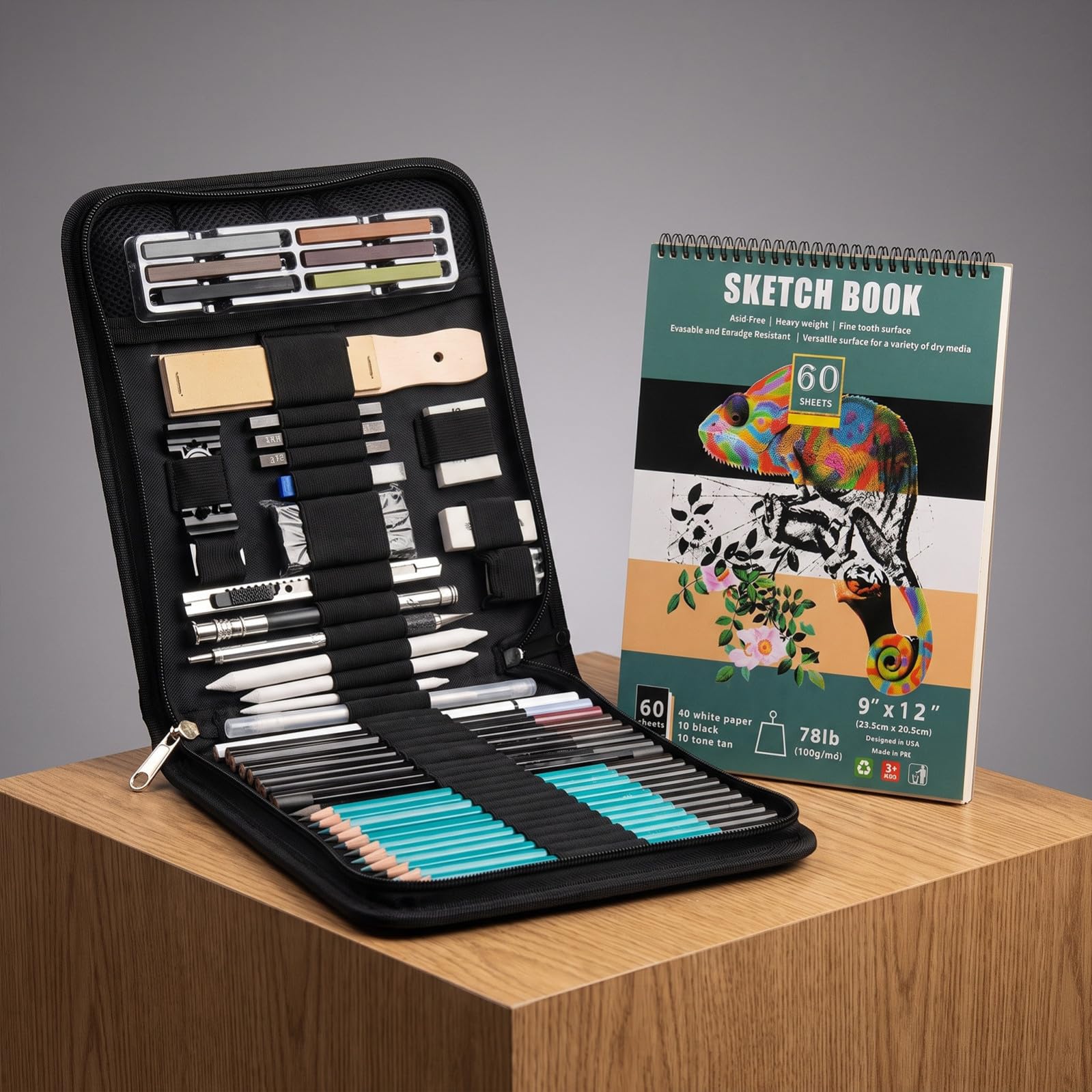 DIYEAH Kit de Dibujo para Bocetos, 50 Piezas, Lápices de Dibujo